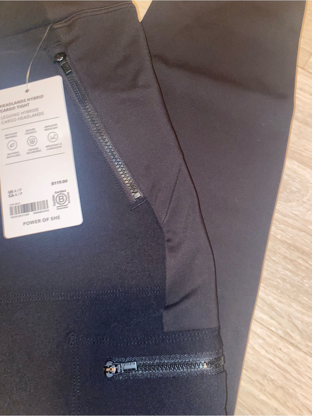 Athleta Women’s Headlands Hybrid Cargo Tight Leggings Black High Rise Ankle 4 - Picture 4 of 7
